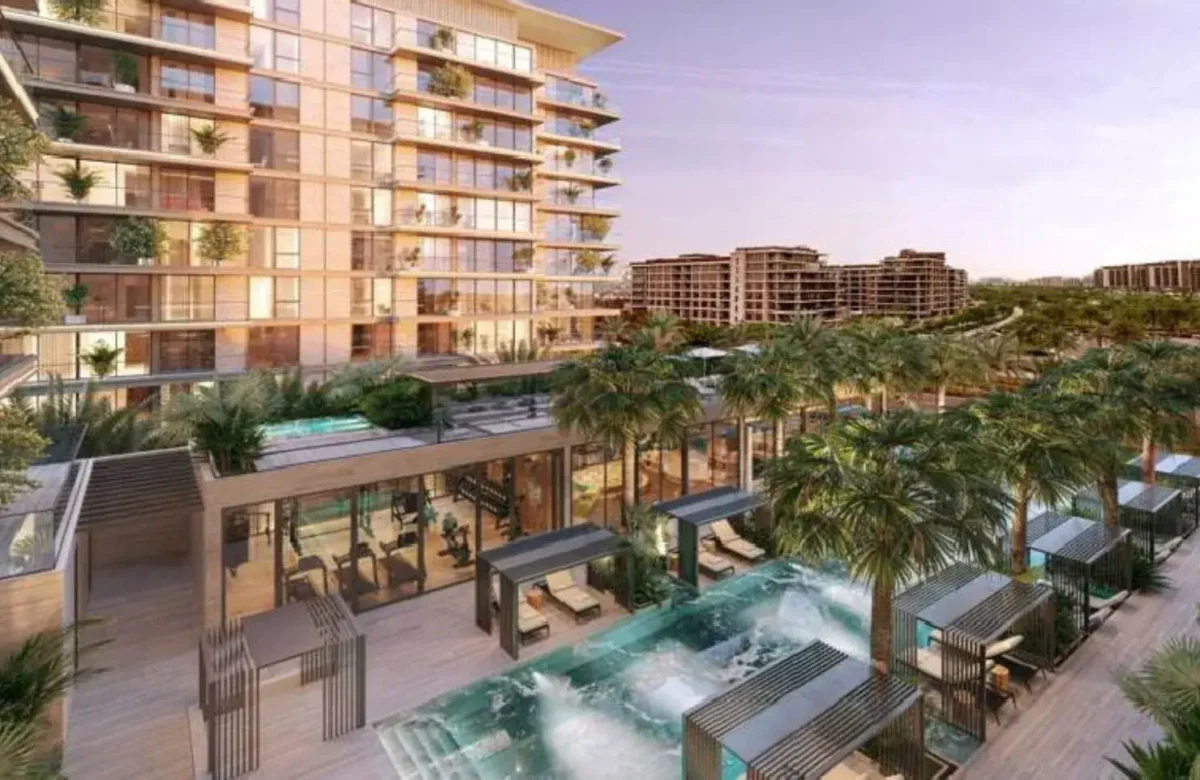 Luxury residential building with swimming pool and gym amenities in Dubai, featured by Casttio Real Estate